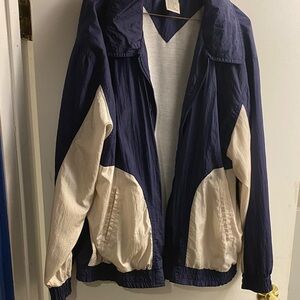 Navy and White Windbreaker Jacket